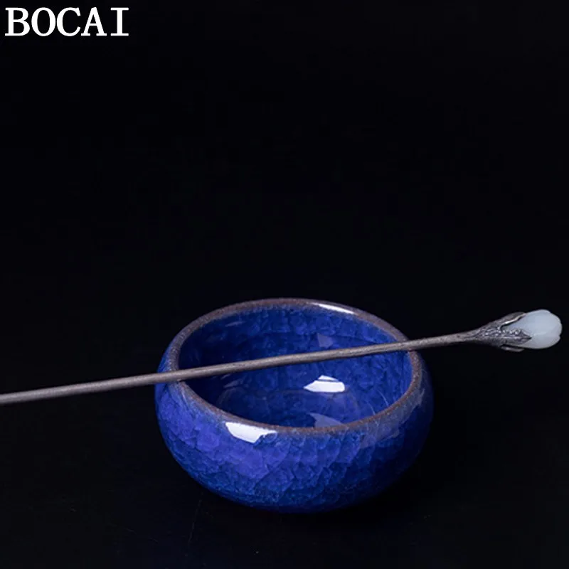 BOCAI S925 Sterling Silver Hair Sticks for Women Silver Colors or Retro Orchid Inlaid Jade Hair Forks Hairpin Jewelry Wholesale