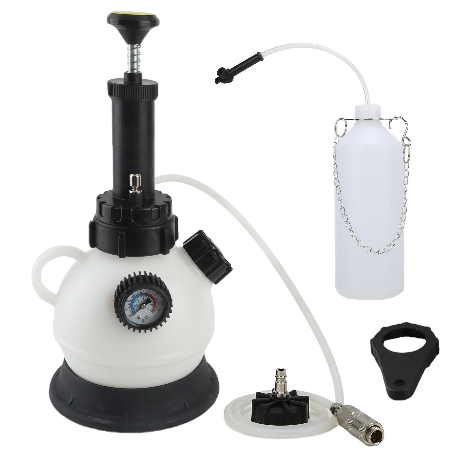 Brake Bleeder Kit 2L Manual Vacuum Brake Bleeder Kit 30psi Pressure Display with Relief Valve  Wrench for European Vehicles