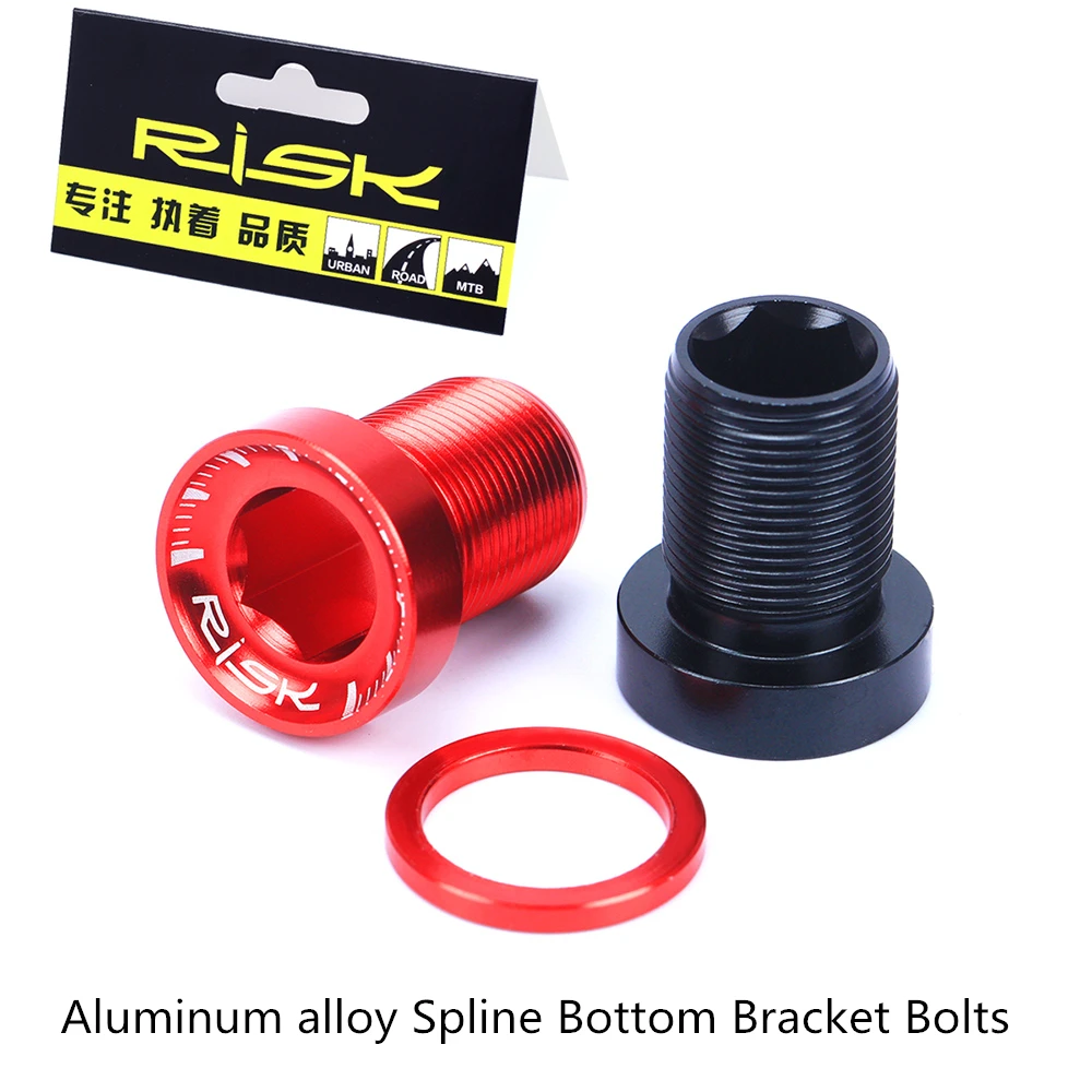 RISK 2pcs M15*19mm MTB BIke Splined Bottom Bracket Bolts Aluminum Alloy Waterproof Dust-proof Cover Bottom Bracket Crank Screws