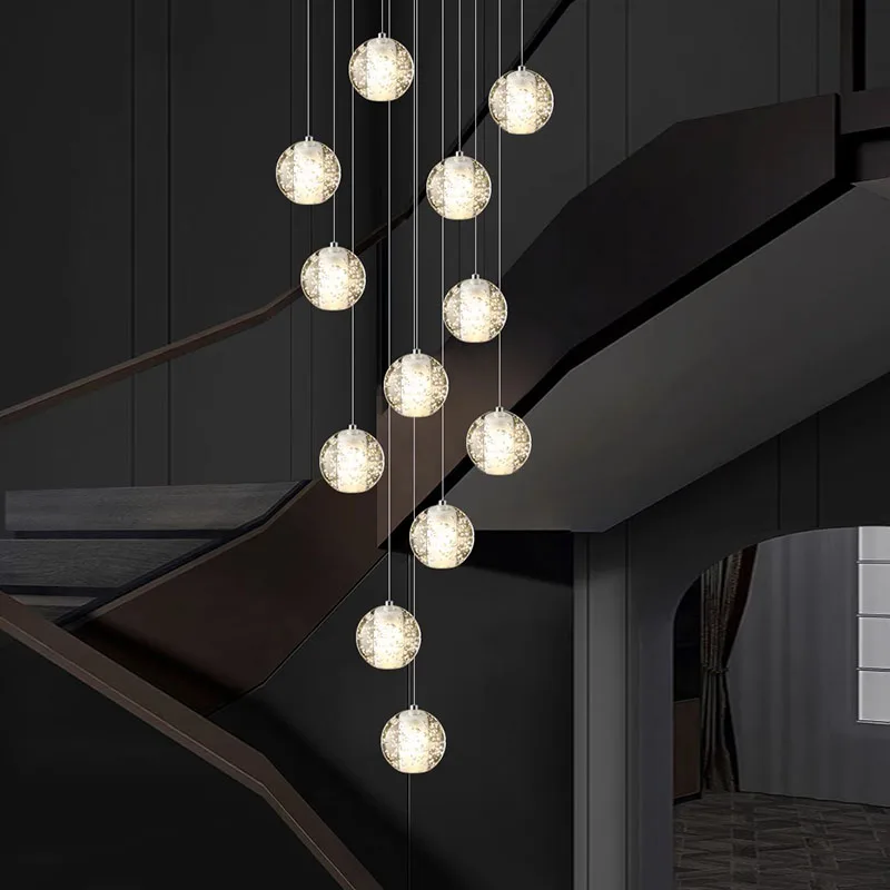 Imagem -05 - Modern Crystal Chandelier For Home Decoration Stair Pendant Lamp Living Room Pendant Lights Iluminação Interior