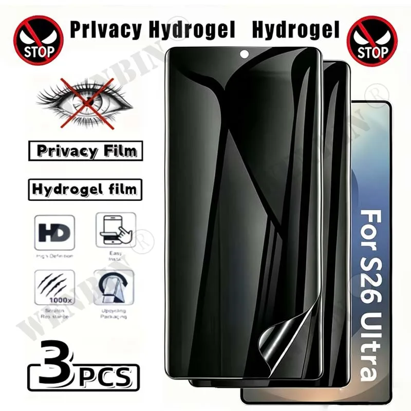 3 Stück Sichtschutz-Hydrogelfolie für Samsung S26 S25 S24 Ultra FE Plus A57 A37 A27 A17 Sichtschutz-Displayschutzfolie