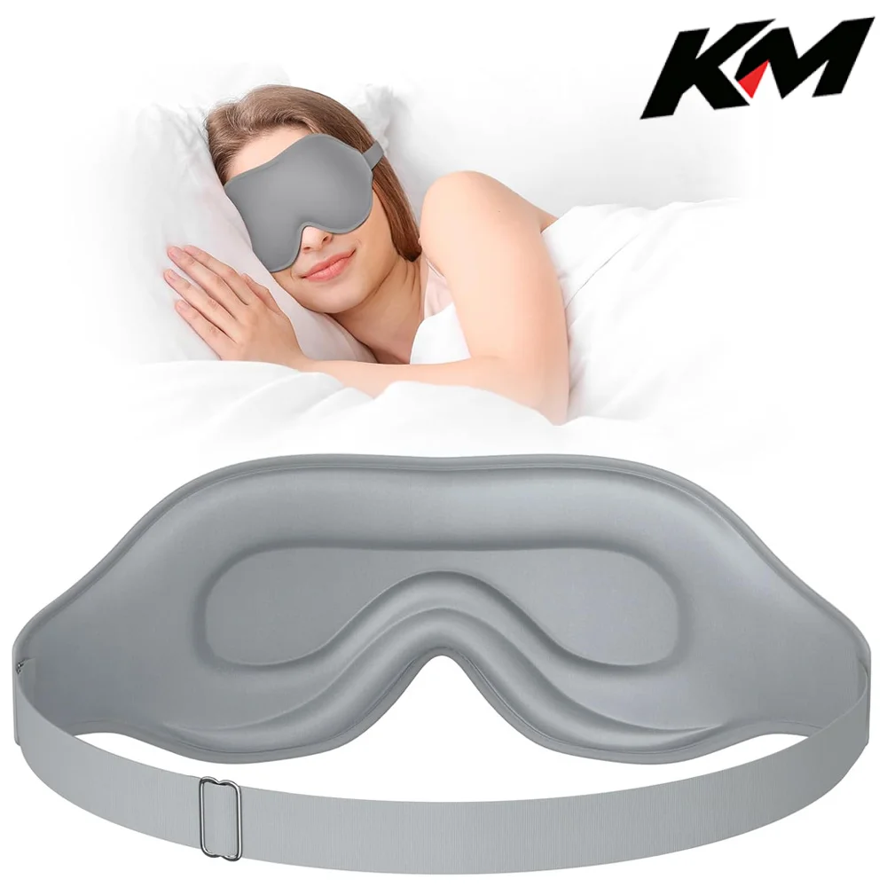 Masques de sommeil 3D profilés pour hommes et femmes, masque pour les yeux en mousse à mémoire de forme, coussinets profonds pour les yeux, sangle réglable, blocage de la lumière, idéal pour les voyages, le bureau et les siestes.