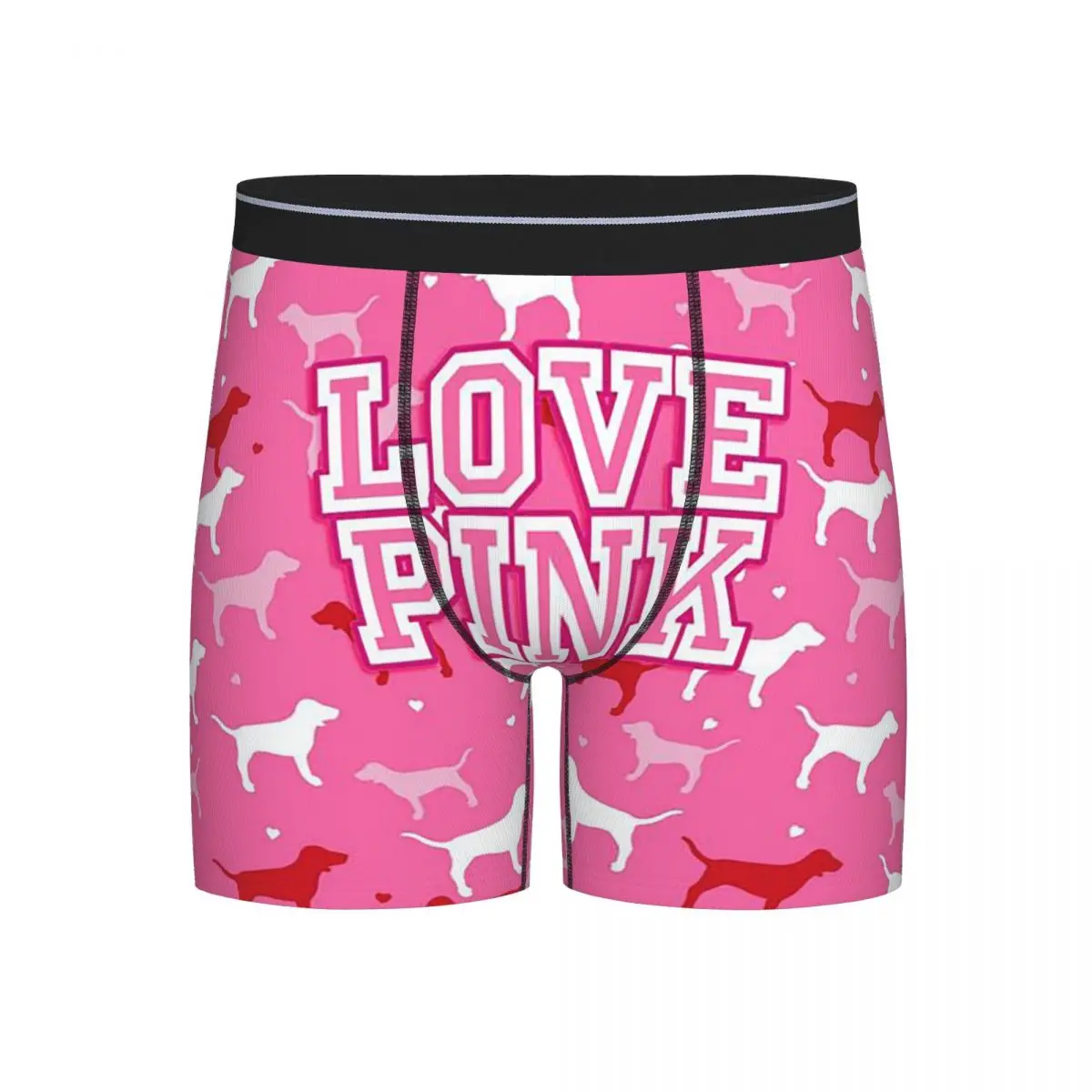 

Long Boxer Underpants Shorts Love Pink Panties Men Soft Underwear for Homme Man Boyfriend Gifts