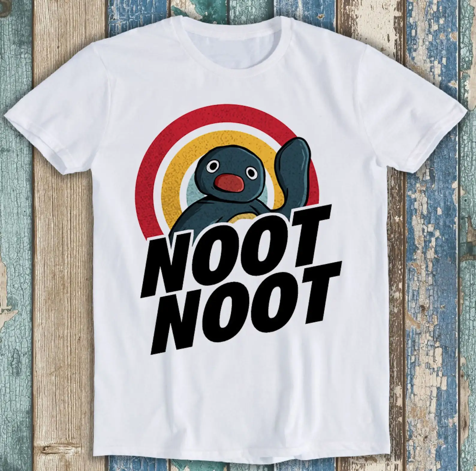 Noot Pingu Радужный мультяшный Аниме Манга Забавный подарок футболка