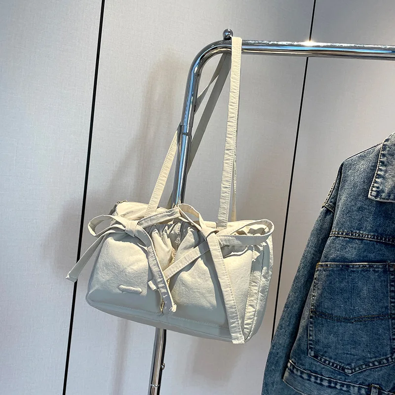 

Korean style niche women's sweet ballet style pleated bow lazy commuting shoulder designer luxury bag bolsos de mujer ita vip