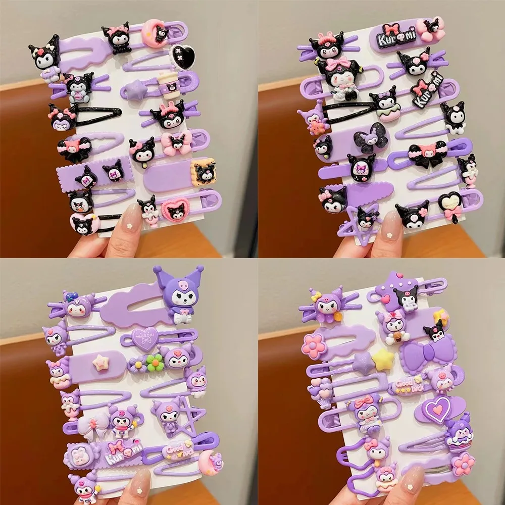 

14pcs/set Sanrio Kawaii Cute Cartoon Animation Sweet Kuromi BB Clip Hair Band Hair Clip Children Hair Accessories Festivals Gift