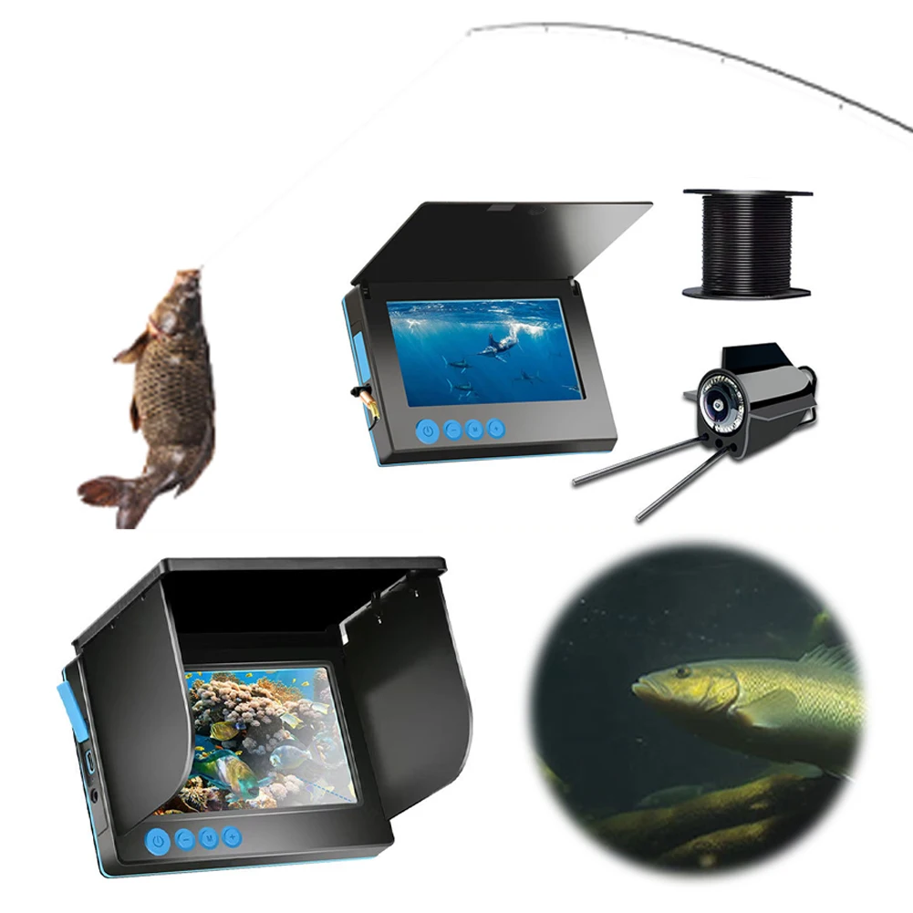 4.3/5 Inch HD Underwater Fishing Camera with 220° Wide View Ice Fishing Fish Finder Camera for Ice Lake Sea Boat Kayak Fishing