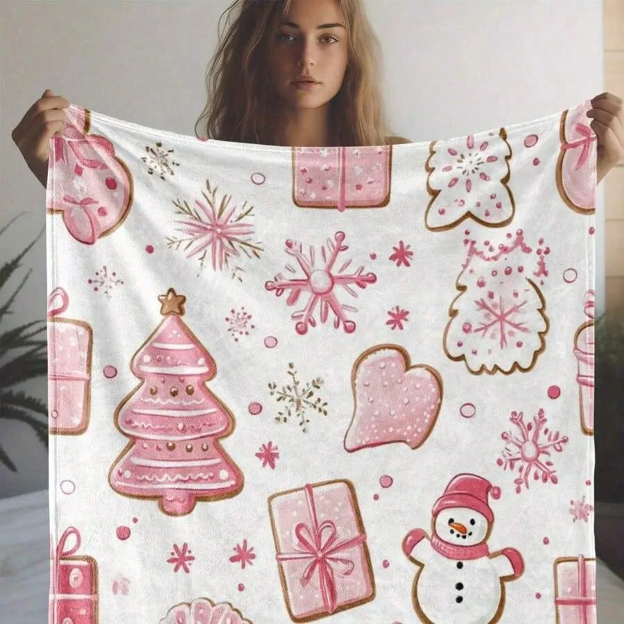 الزنجبيل رجل شجرة عيد الميلاد المطبوعة الفانيلا بطانية المنزل السفر التخييم بطانية سميكة الفانيلا غطاء شال السجاد لينة سيارة #3