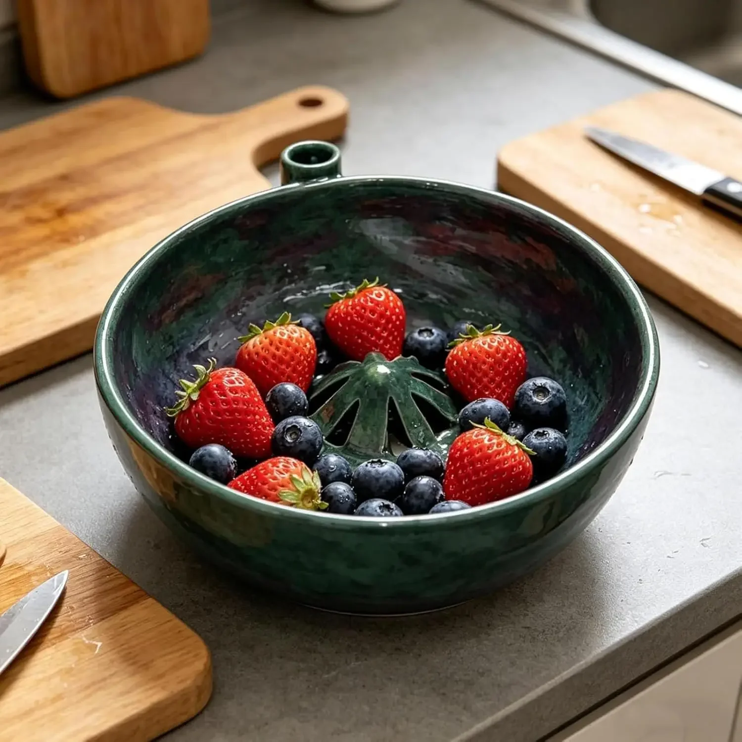1PC Swirling Berry Washing Bowl, Self-Spinning Fruit & Vegetable Washer with Drain 360° Vortex Cleaning Kitchen Colander Tool