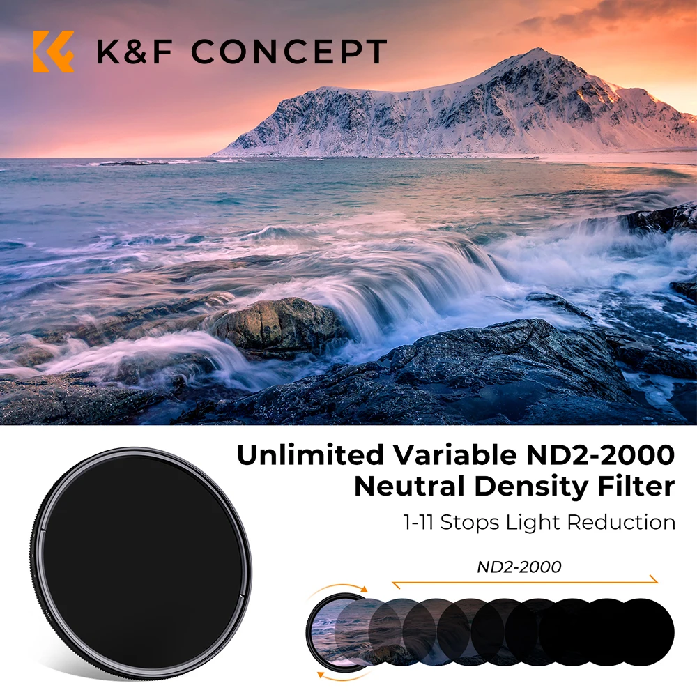 K & F مفهوم متغير ND2-2000 مرشح الكثافة المحايدة سامسونج HD متعدد المغلفة 49 مللي متر 52 مللي متر 55 مللي متر 58 مللي متر 62 مللي متر 67 مللي متر 72 مللي متر 77 مللي متر 82 مللي متر