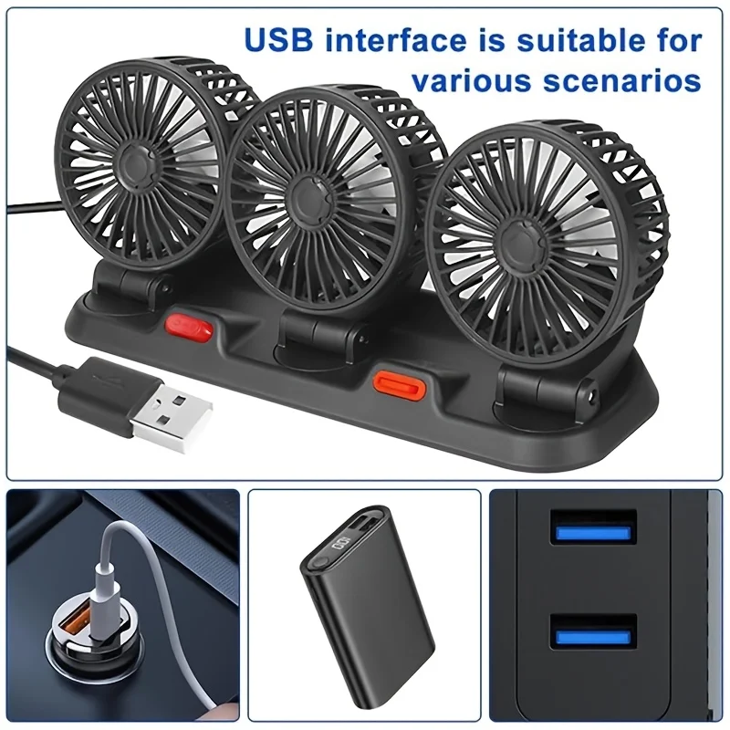 USB Powered Portable Car Fan, Strong Wind Silent, Desktop Exhaust 2-In-1, Fit Home Outdoor Office School, P D&S, Gift For Car