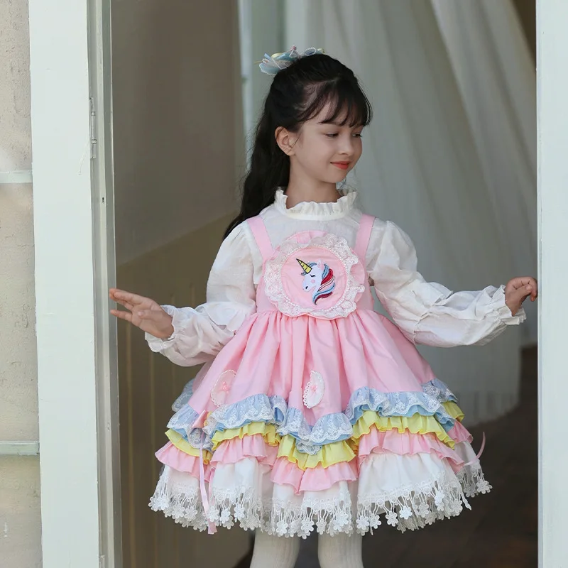 

2024 New Year Girls' Dress Princess Lolita Children's Wear 1-8T Fashionable and High Quality