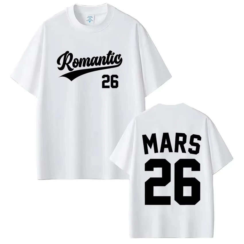 Bruno Mars The Romantic Tour 2026 Print T-shirt Men Women Fashion Tee Short-sleeved Top Cotton Casual Hip-hop Punk T Shirts Top