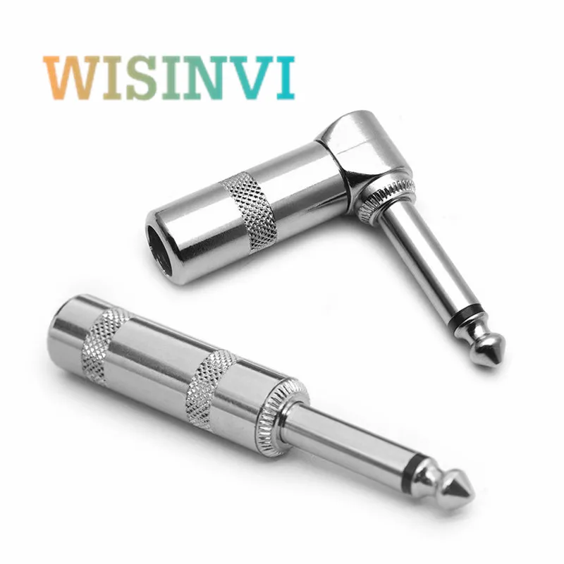 1set 1/4 Inch 6.35mm Jack Right Angle Male Mono Plug L-shape and straight shape Connector For Guitar Audio