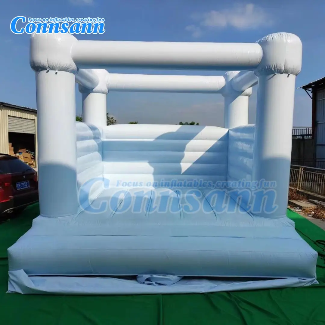 Casa de rebote inflable blanca, castillo hinchable para fiesta de boda, inflable con soplador personalizado