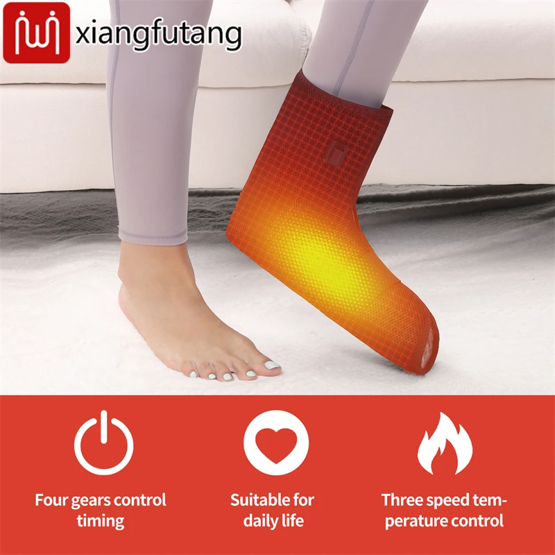 غلاف قدم كهربائي دافئ - 3 تروس للتدليك والمؤقت، يخفف آلام المفاصل وتورم العضلات، يساعد على التعافي الرياضي، مثالي لكبار السن