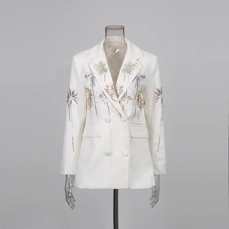 Elegante Retro Gold Stickerei Schwarz Blazer2025Herbst Neue frauen Langarm Jacke Bühne Leistung Kostüm