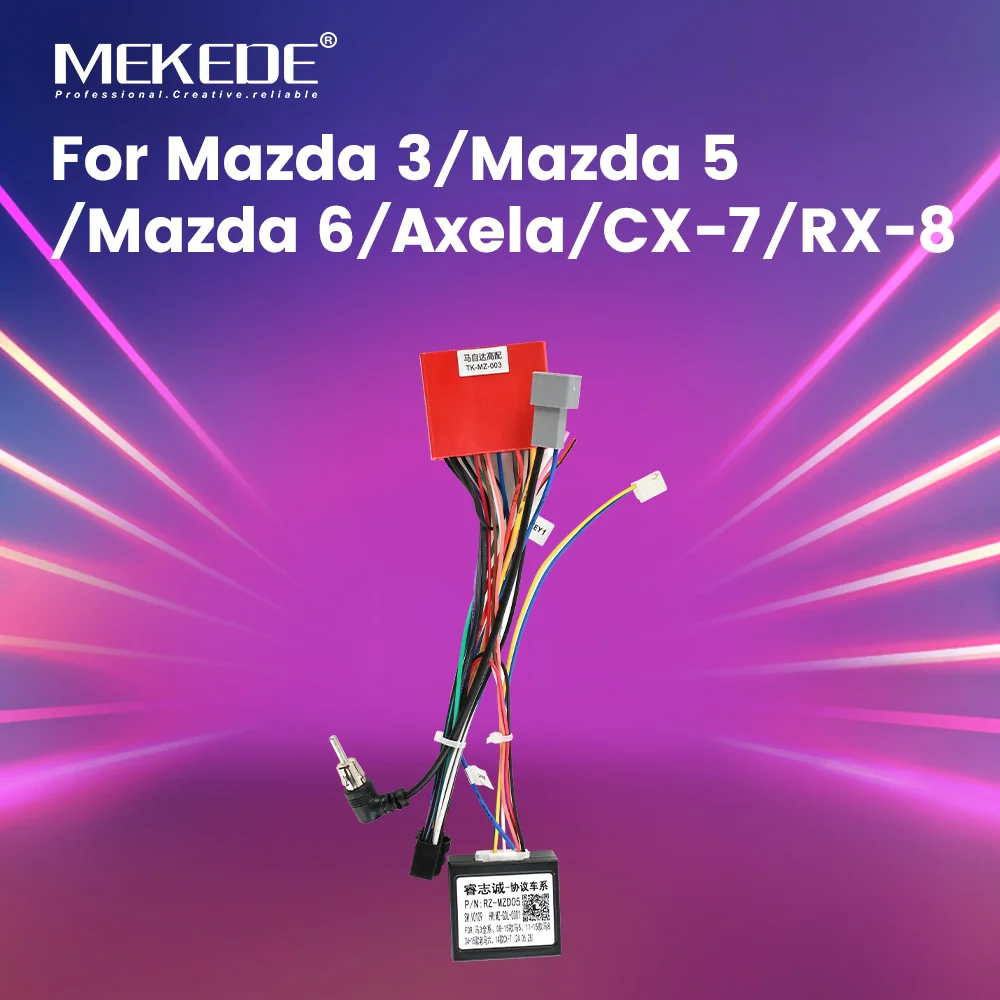 

MEKEDE For Mazda 3 2006-2015/Mazda 5/AXELA/Mazda 6/Mazda Rx-8 /Mazda CX-7 Car Radio 16Pin Wiring Harness Adaptor Cable Canbus