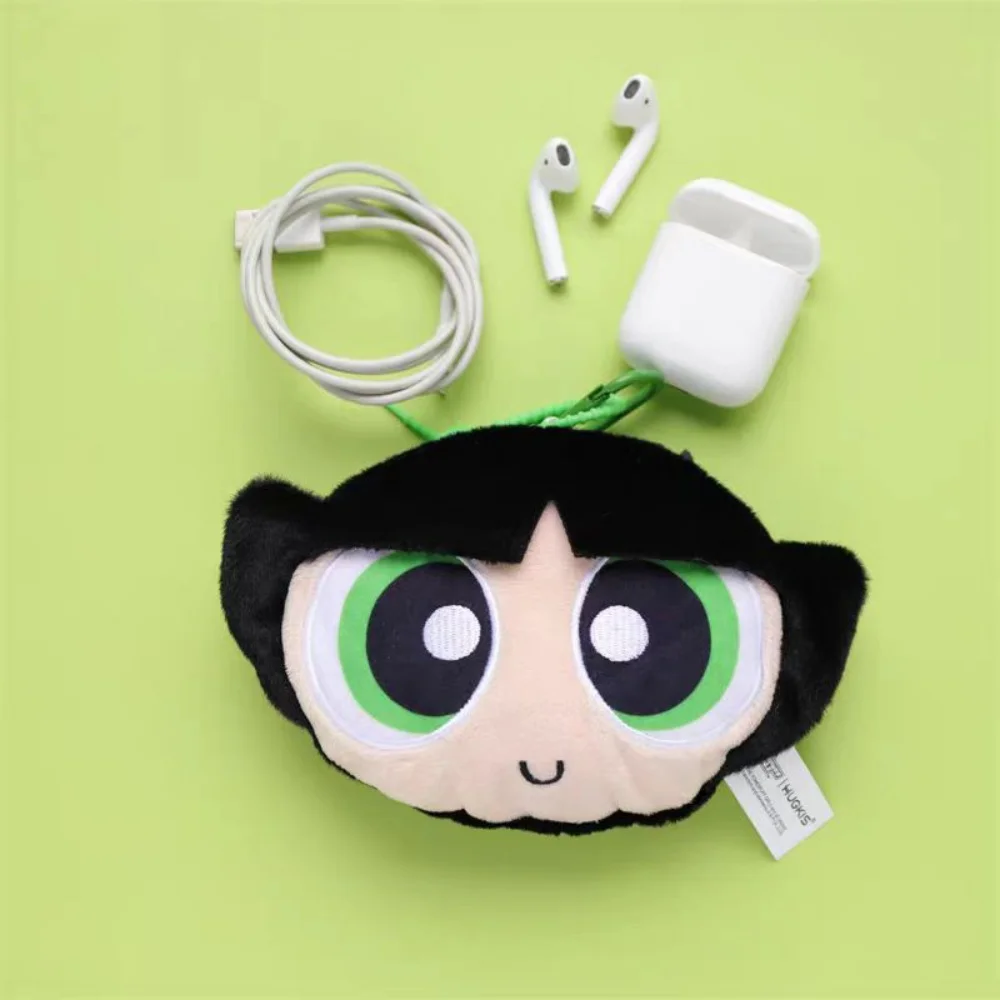 Genuine The Powerpuff Girls Plush Coin Purse Keychain Kawaii Portable Charging Cables Earbuds Lipstick Storage Bag Girls Gifts