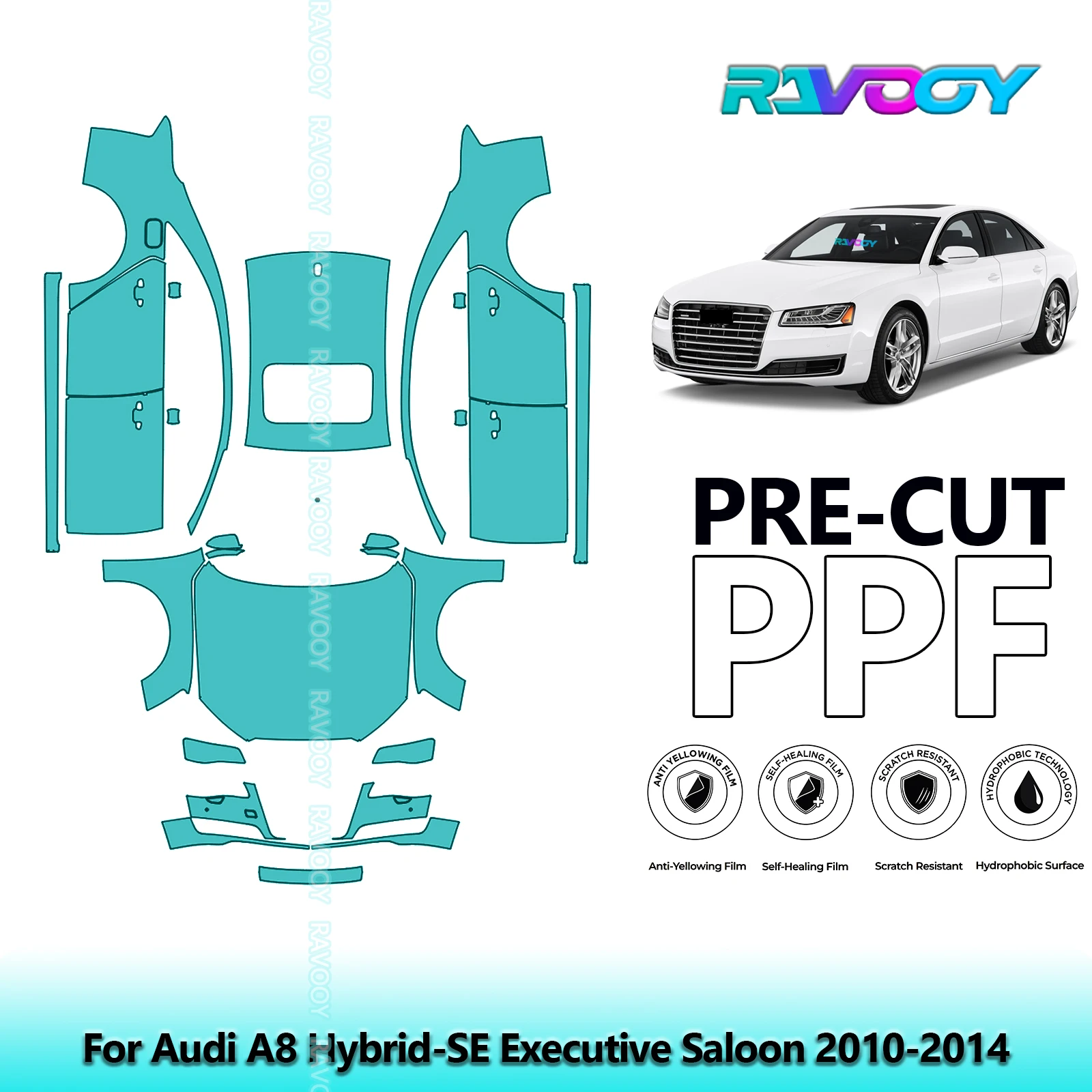

Car Front Kit+Doors+Roof Clear Bra Precut PPF Paint Protection Film For Audi A8 Hybrid-SE Executive Saloon 2010-2014