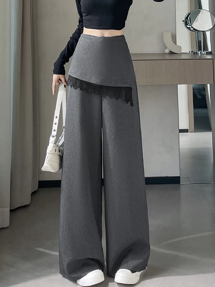 กางเกงขายาวทรงตรงเอวสูงสไตล์ลำลองสำหรับผู้หญิง ดีไซน์เลียนแบบชุดสูทสองชิ้น รุ่นใหม่ประจำฤดูใบไม้ร่วง 2026