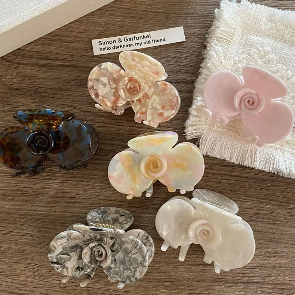 

Fashion French Style Flower Hair Claw Colorful Medium Size Camellia Hairpin Korean Style Geometry Acetic Acid Hair Clip Girls