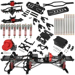 Metal Steering Mid Alxe Battery Tray Shocks Mount Skid Plate Chassis Links Rod Gearbox For 1/10 RC SCX10 6x6 Frame Upgrade Part