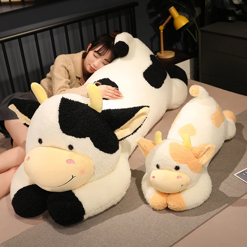 

90/110CM Lovely Milk Cow Plush Toys Cartoon Stuffed Animal Cattle Dolls Sleeping Pillow Girls Birthday Gifts