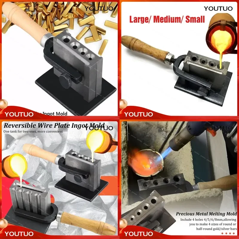 Reversible Jewelry Ingot Mould Oil Groove Mold  Melting Casting Refining Gold Silver Copper Aluminum Brass Precious