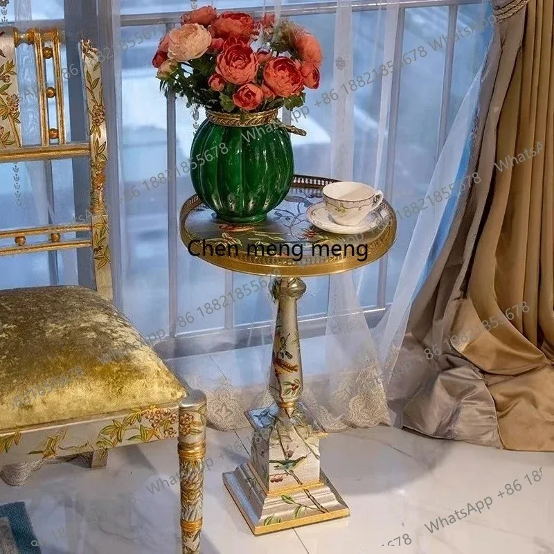 

Hand-painted flower hair silver base sofa edge villa living room decoration corner