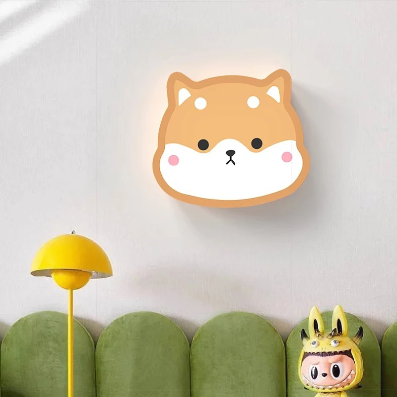 

Cute Children's Room Wall Lamps LED Shiba Inu Dinosaur Lamp Creative Warm Baby Room Nursery Boy Girl Bedroom Bedside Wall Lights