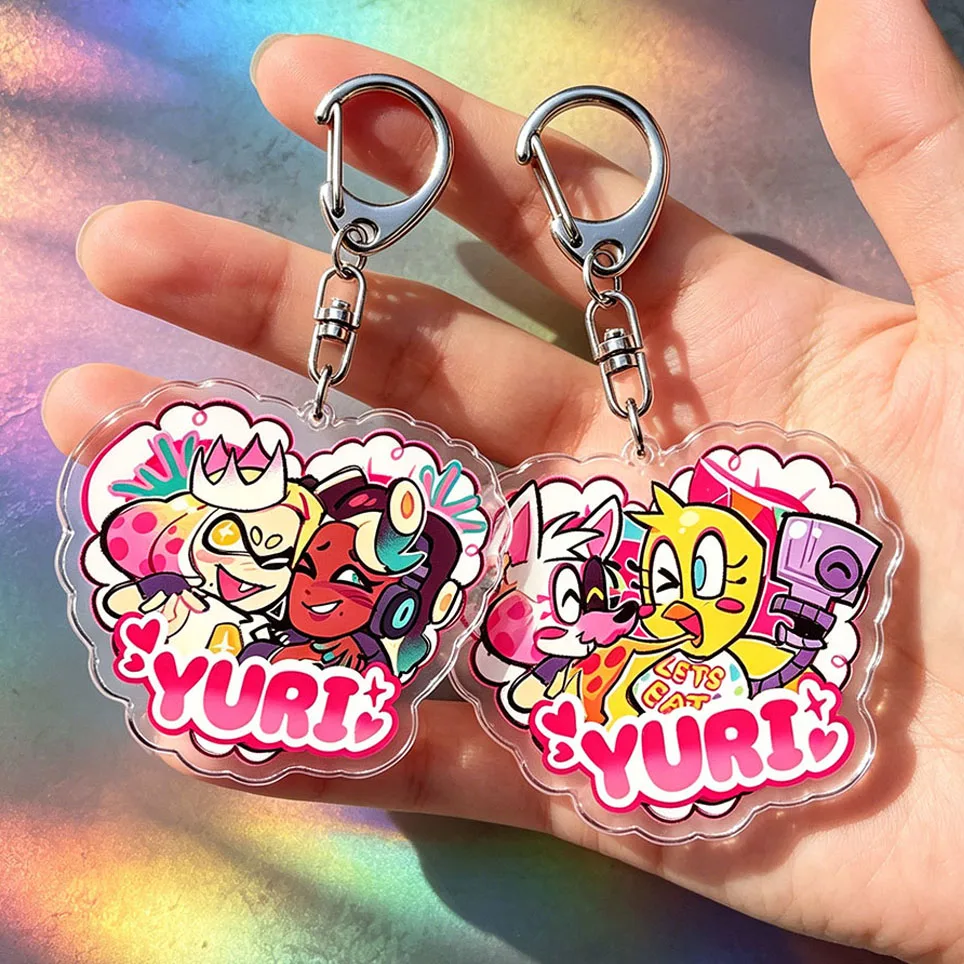 Llaveros de dibujos animados Chibi Yuri Time, llaveros de dibujos animados Chibi, joyería, regalos para fanáticos de juegos de manga
