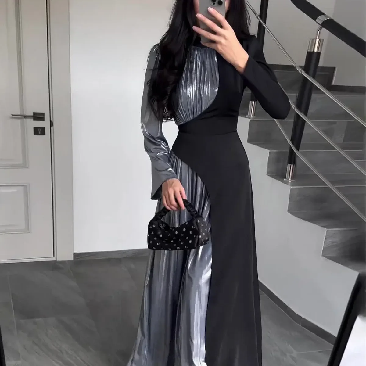 Long Sleeve Muslim Dress Women Vintage Dress for Women Slim-fit Belt Evening Dresses Turkey Arab Dubai Abaya Islamic Clothing