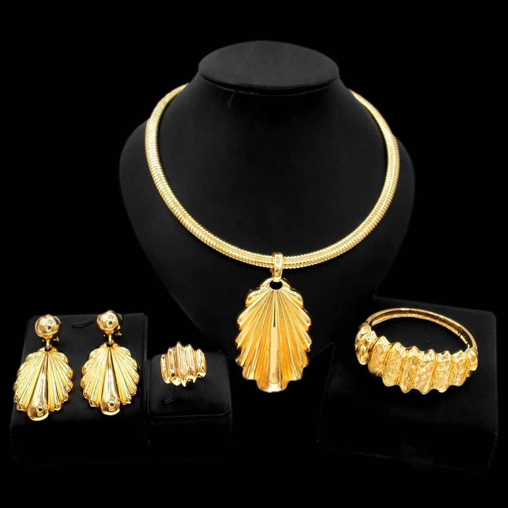 Italian Good Replica 24k Gold-plated Exquisite Jewelry Set Woman Party Wedding Gift