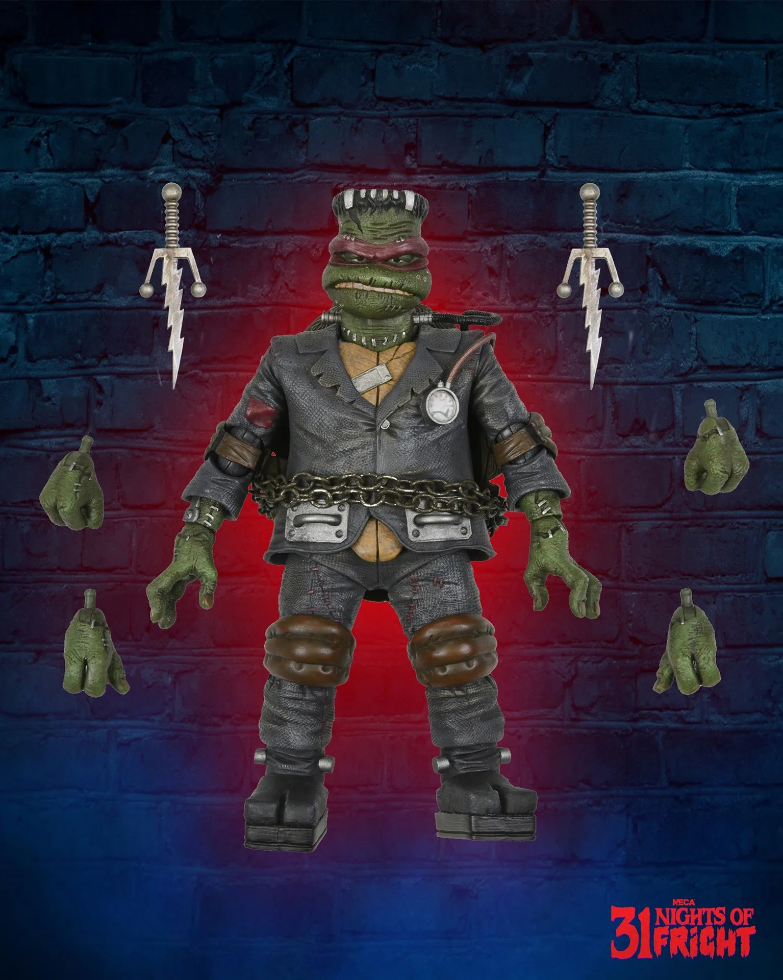 Neca adolescente mutante ninja tartarugas frankenstein monstros universais raphael como frankenstein figura de ação brinquedo modelo colecionável