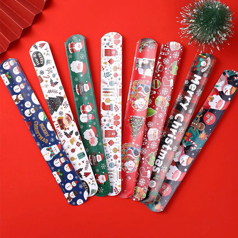 1PC Christmas Snowman Elk Slap Bracelets Christmas Party Children Gifts Decoration Wristband Kids Favor Toys