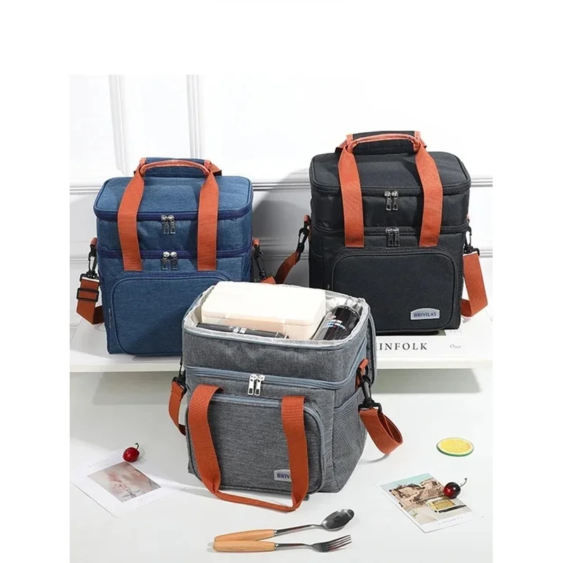 Portable Double Layer Lunch Bags Food Box Durable Camping Oxford Backpacks Icebox Large Capacity Picnic Durable BBQ Outdoor BBQ