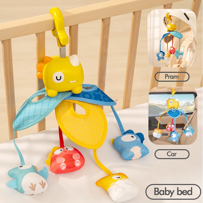아기 동물 원격 조종 침대 벨 유모차 장난감 0-12개월 음악 조명 회전 침대 옆 신생아 잡기 장난감 침대 딸랑이 게임
