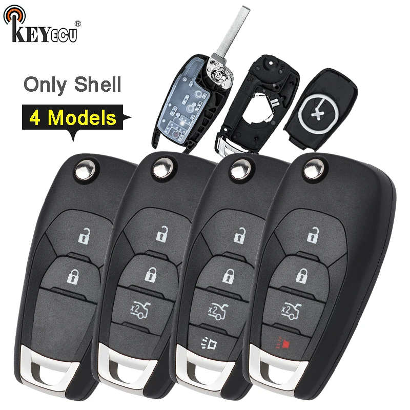 KEYECU for Chevrolet Cruze Trailblazer Trax Spark Sonic Flip Folding  Remote Key Shell Case Fob With HU100 Blade Only Shell