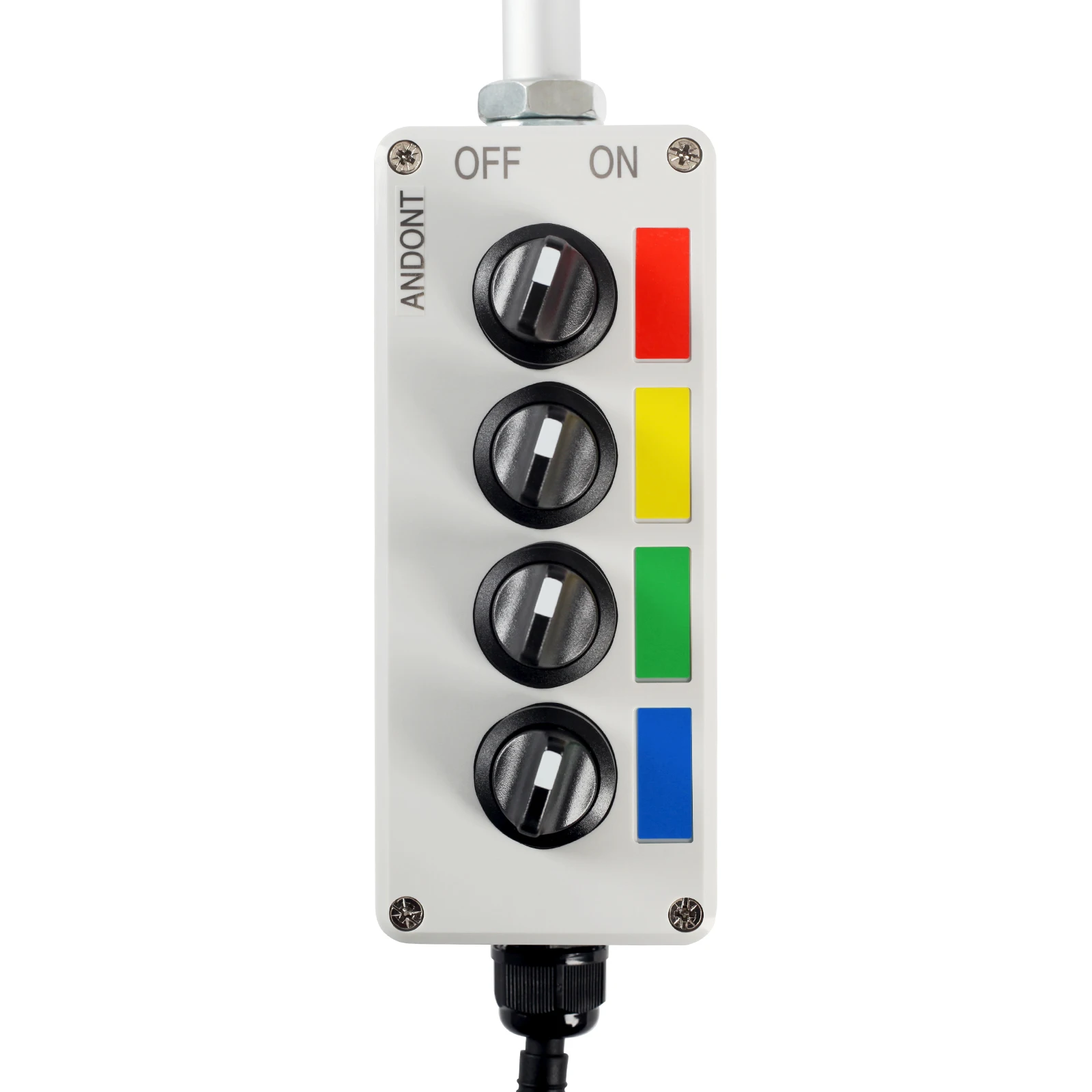 ANDONT 4 Stack Super Bright LED Andon Tower Lights with Buzzer, Red/Yellow/Green/Blue, Off-ON or Flash, Plug Play Ready