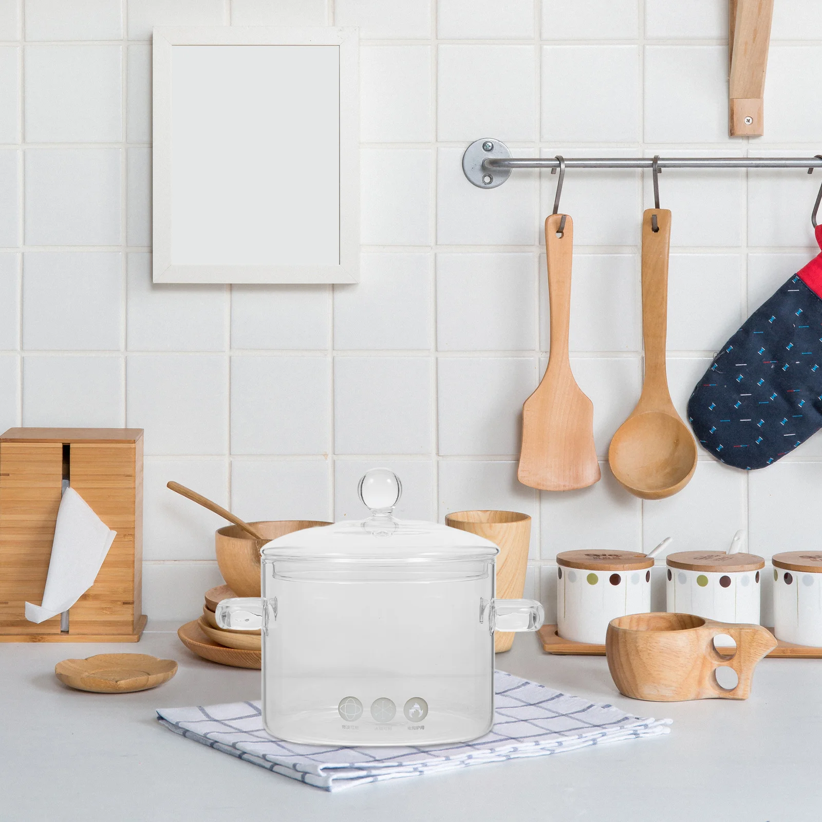 

2Pcs High Borosilicate Glass Stew Pot Heat Resistant Soup Pot Transparent Design for Kitchen Cooking Heat-Resistant