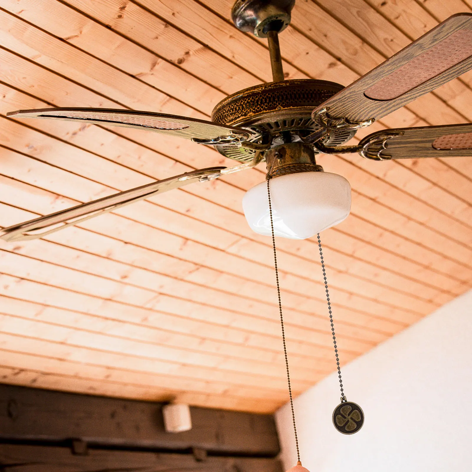 

2Sets Vintage Ceiling Fan Pull Chains Zinc Alloy Rustproof Decorative Extensions for Ceiling Lights Lamps Retro Pendant Home