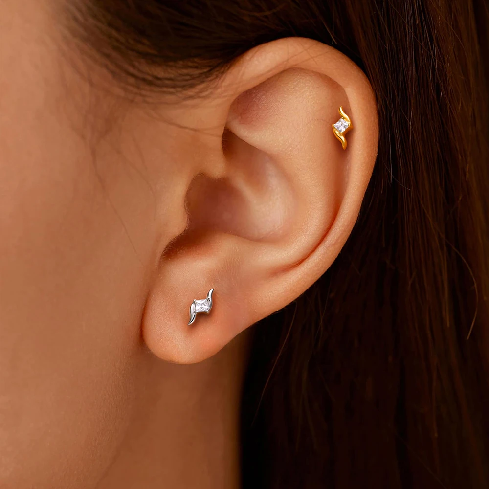 ASTM F136 Titan Muschel-Ohrstecker 16G CZ Flacher Rücken Labret Lippenstecker Helix Knorpel Tragus Ohrläppchen Ohrpiercing Schmuck – Detail 22