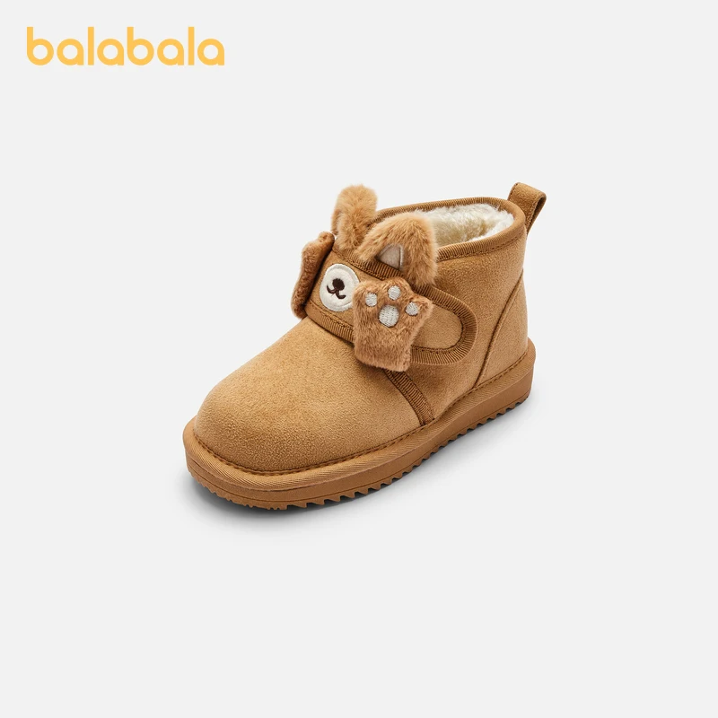 Balabala Kids Snow Boots Boys Girls Thickened and Fleece-Lined Anti-Slip Versatile Short Boots 2024 New Winter Boots