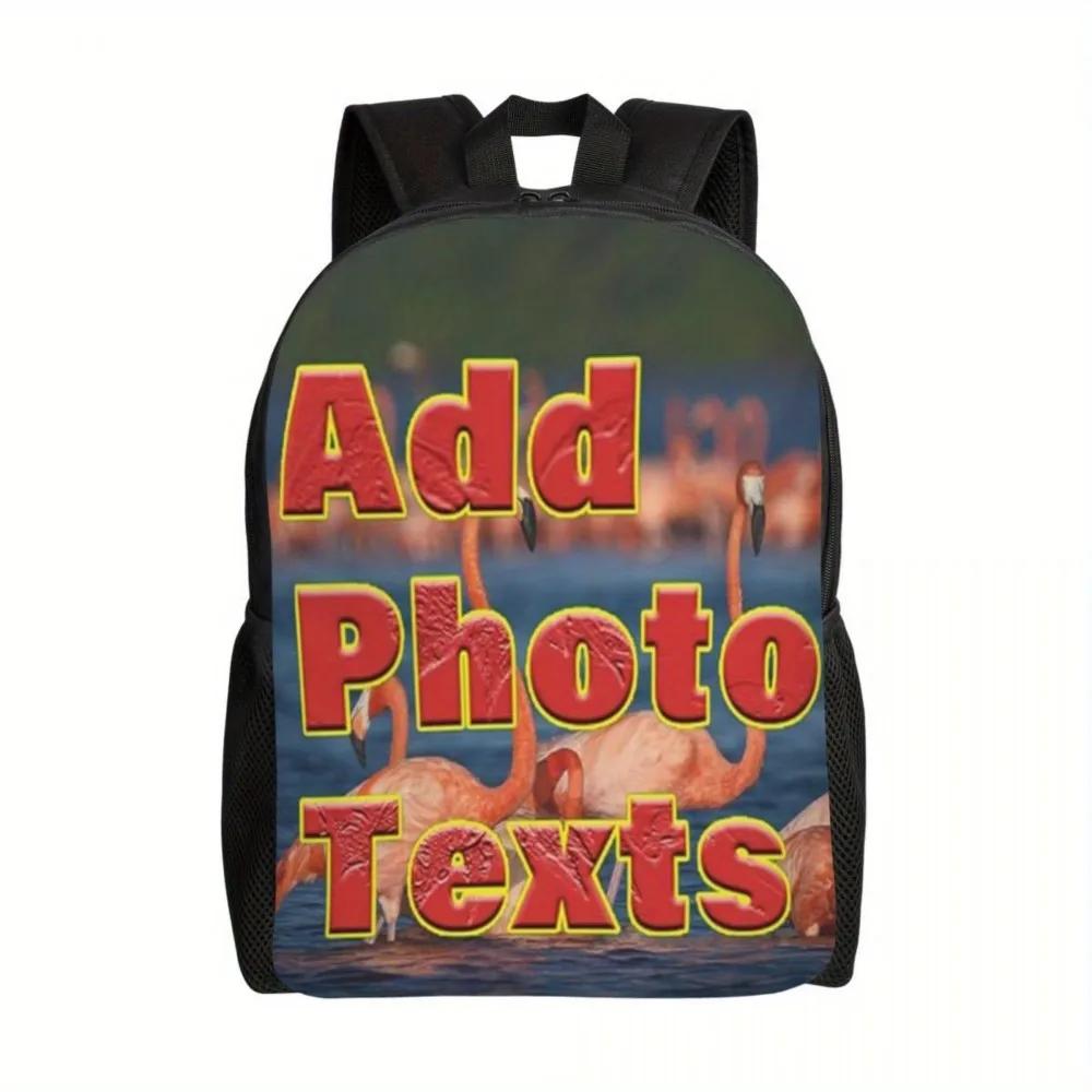 Custom Photo And Logo Backpack - Personalized Casual Rucksack,Lightweight Polyester, Zipper Closure - Ideal for School, Travel