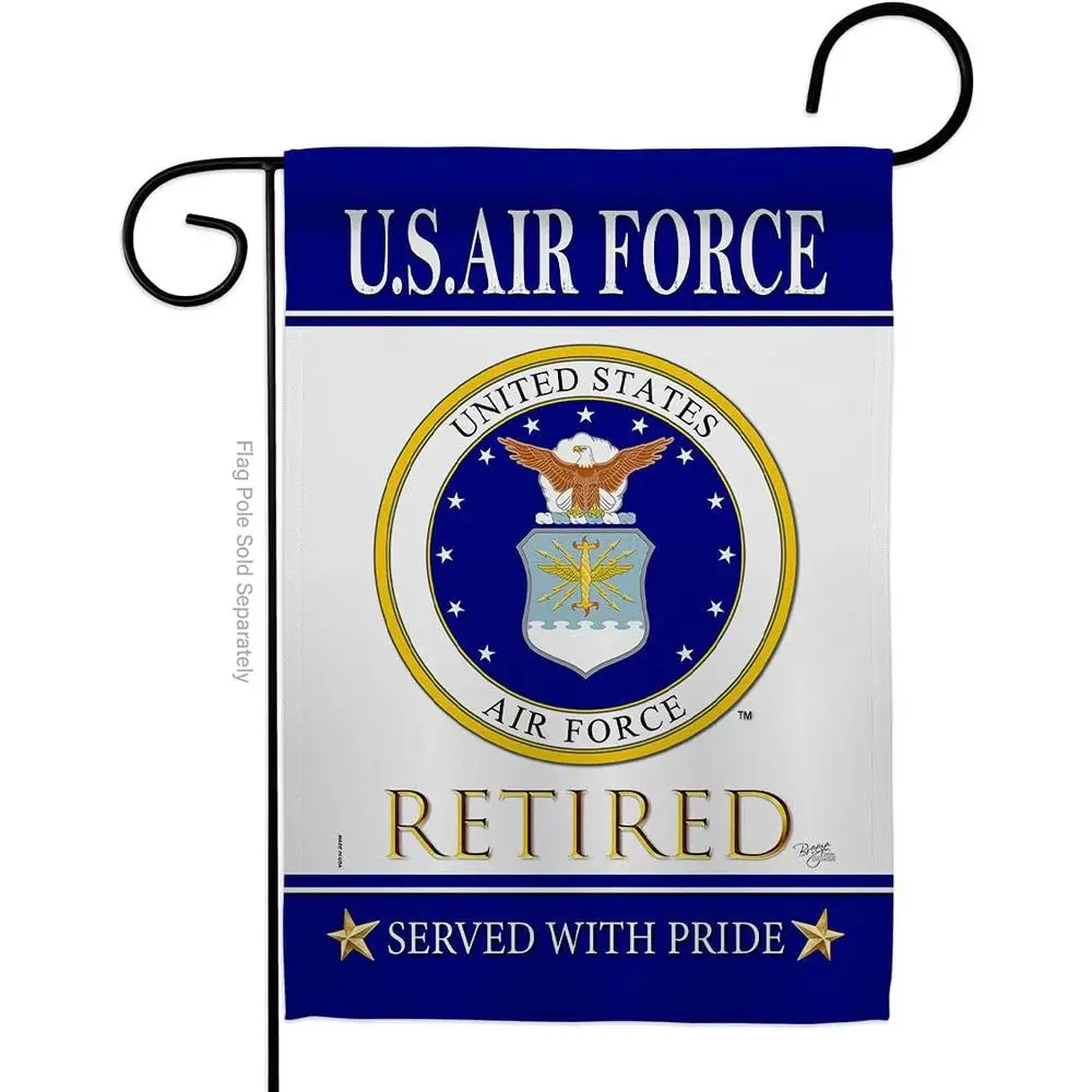 

Retired Air Force Veteran Double-Sided Garden Banner - 13 x 18.5, Made in USA