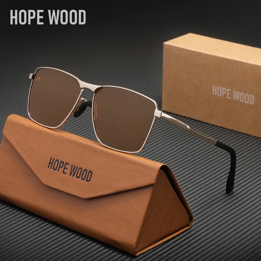

Солнцезащитные очки HOPE WOOD с поляризационными линзами в металлической оправе для мужчин, солнцезащитные очки для вождения, пешего туризма, аксессуары для очков, солнцезащитные очки для женщин, UV400