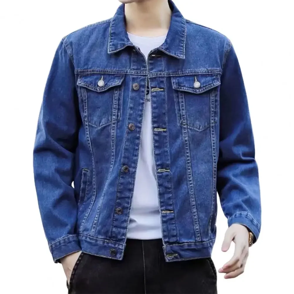 

Quality Spring Autumn Men Denim Thin Shirt Soft Denim Cotton Pockets Slim Fit Jeans Cowboy Streetwear Mens