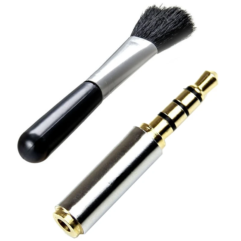 3.5Mm Male To 2.5Mm Female Plug Stereo Audio Earphone Jack Adapter & Photo Studio Camera Dust Cleaning Lens Brush