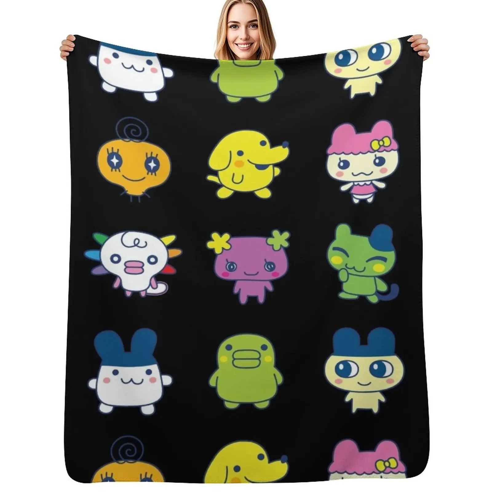 

Tamagotchi Set Large Throw Blanket Reusable Durable Soft Blanket for All Seasons